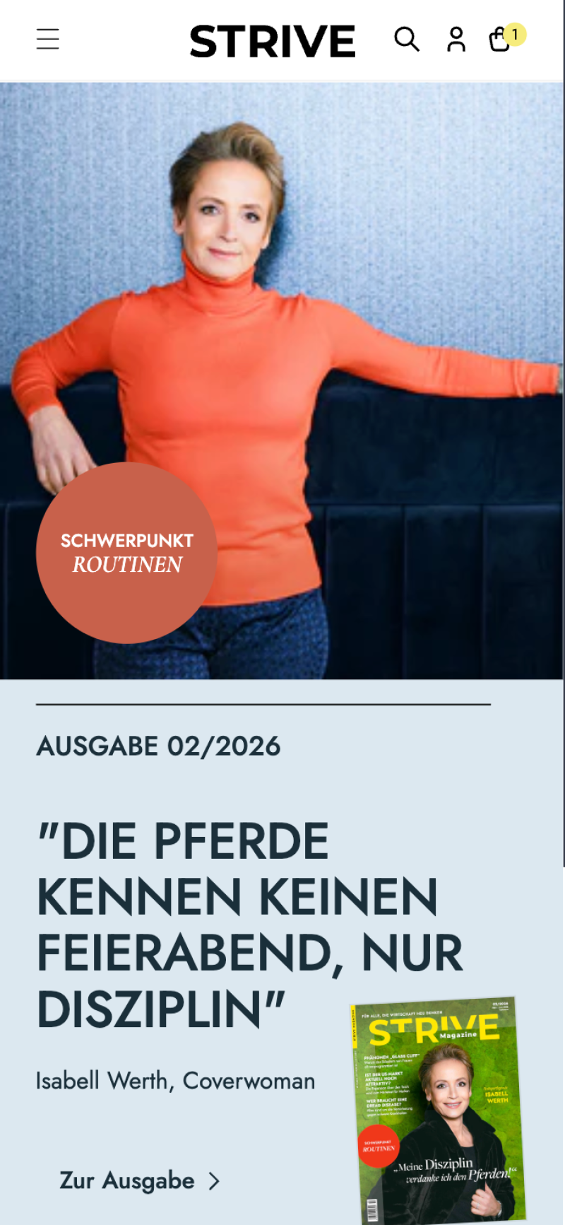 Strive Magazine Shopify Shop Mobile Ansicht