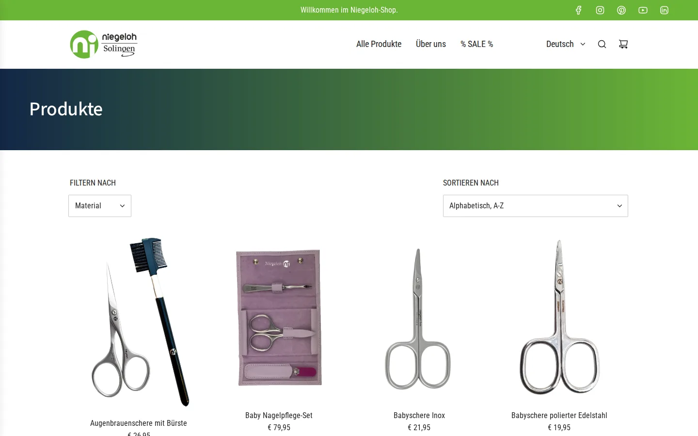 Produktübersicht mit Nagelscheren