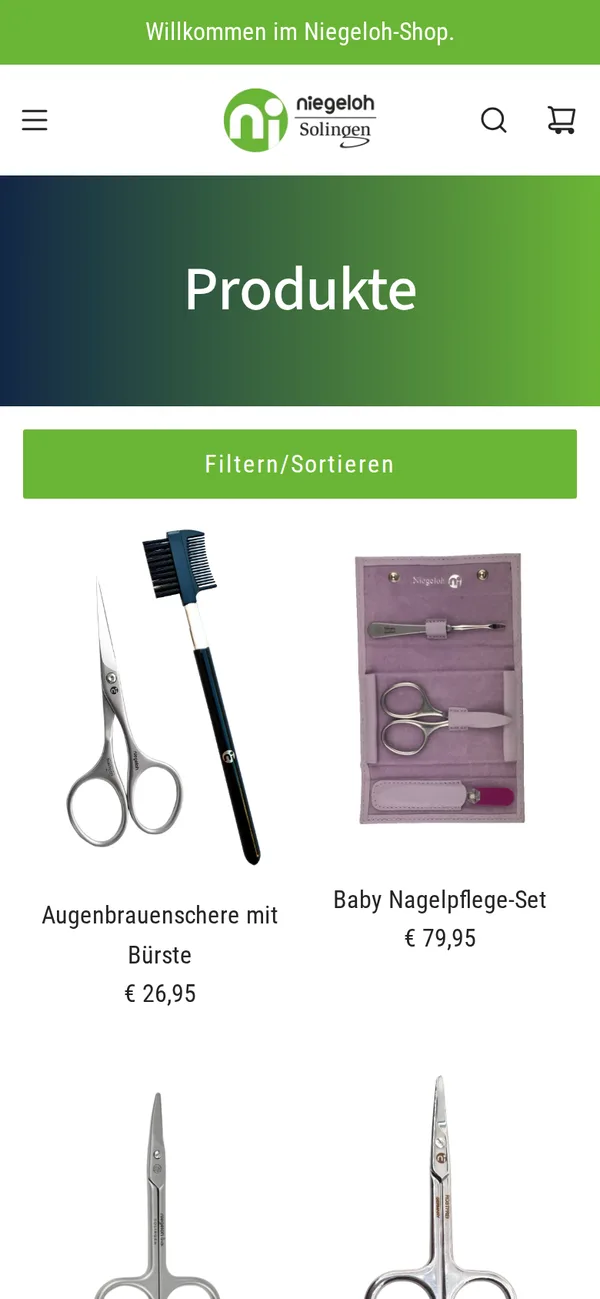 Produktübersicht auf dem Handy