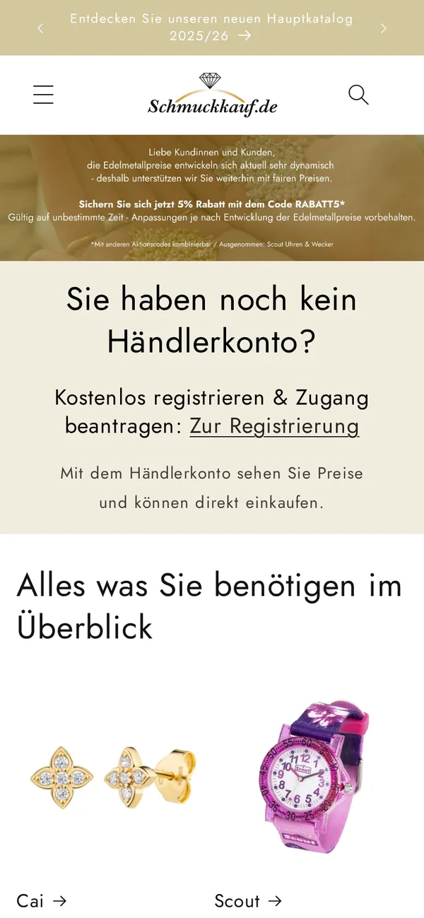 Startseite auf dem Handy
