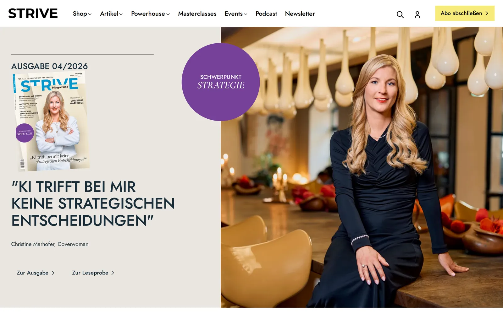 Startseite von STRIVE Magazine mit aktueller Ausgabe